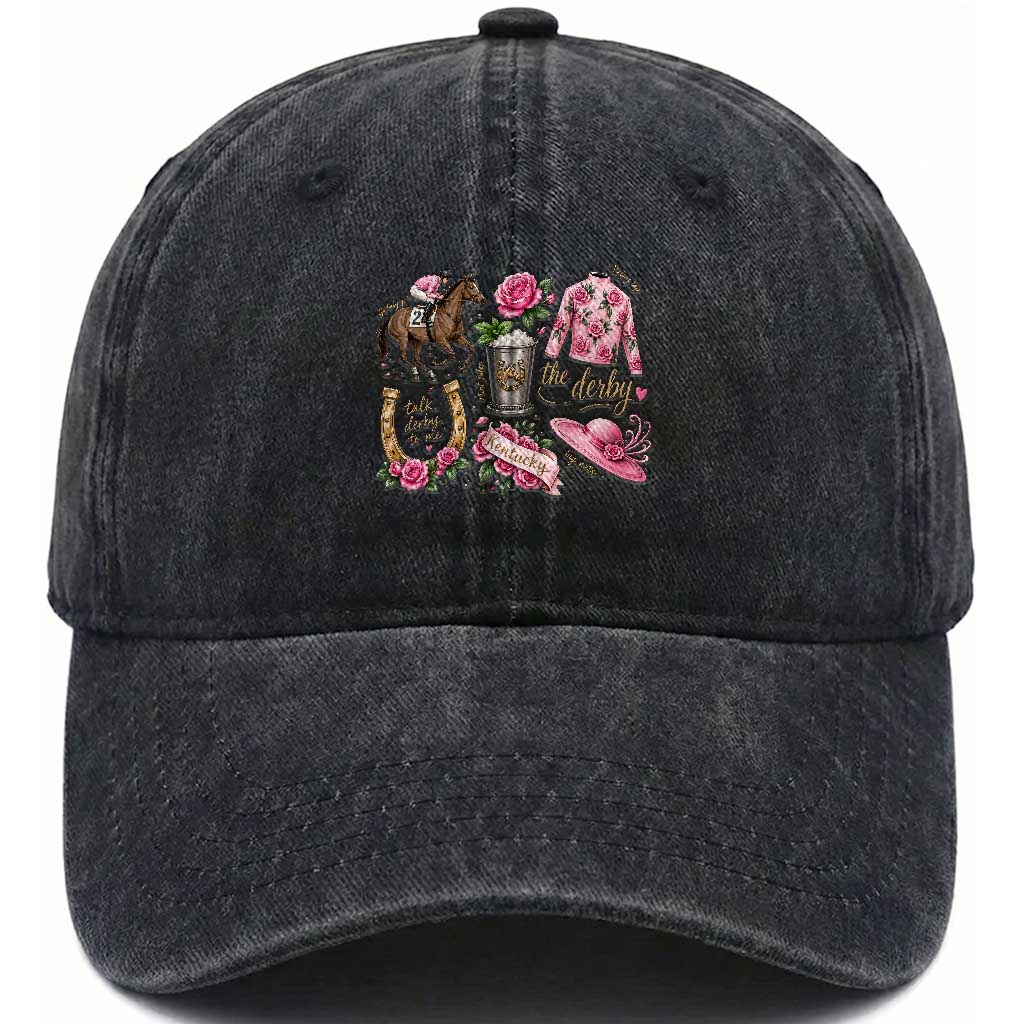 Horse Racing Derby Day Washed Cotton Baseball Cap Doodles Funny Silks Jockey