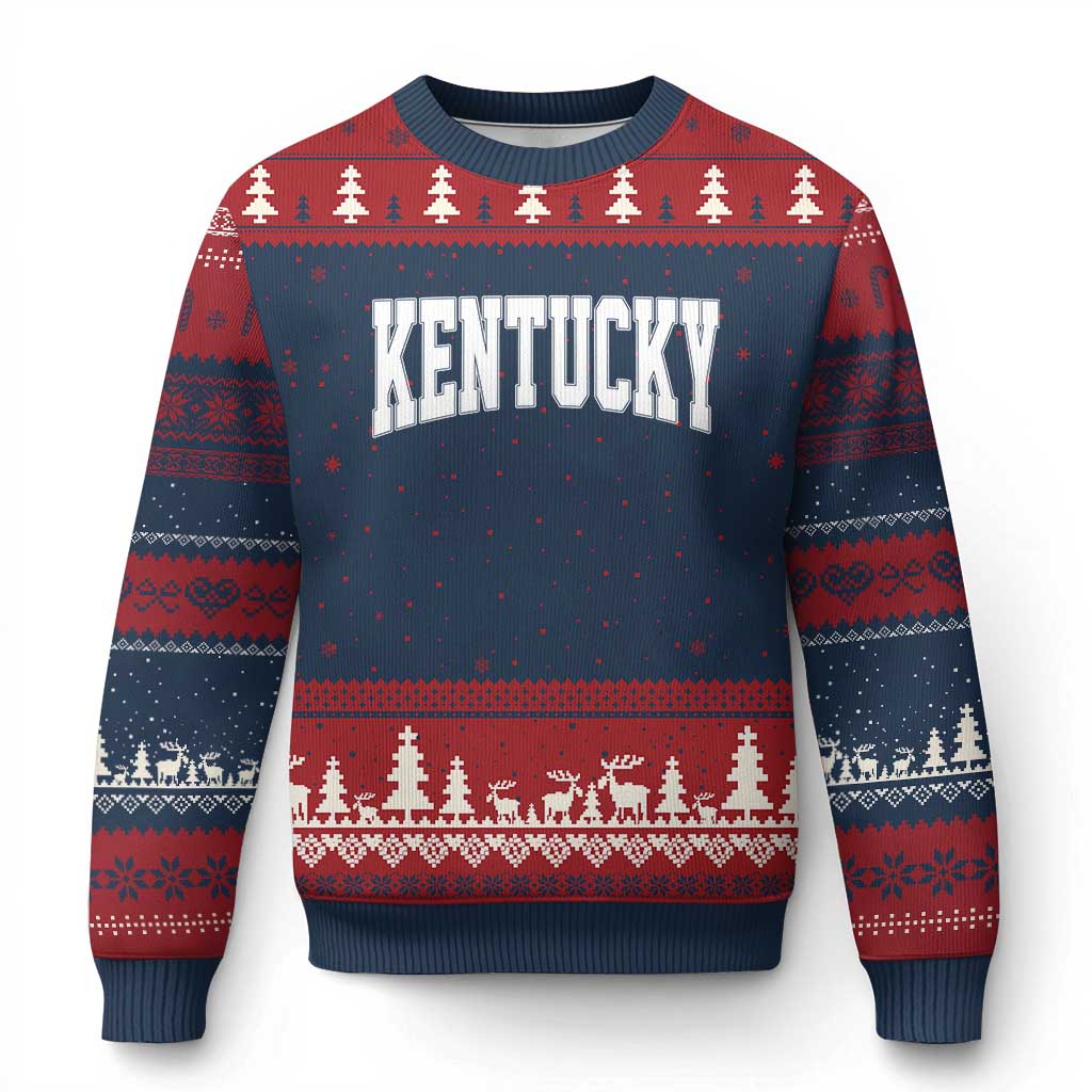 Kentucky Ugly Christmas Sweater Retro Varsity Kentucky Lover KY State