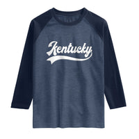 Vintage Kentucky Raglan Shirt Varsity Script Retro Sports Jersey Style