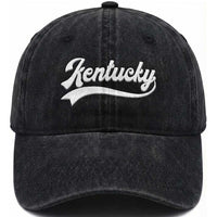 Vintage Kentucky Washed Cotton Baseball Cap Varsity Script Retro Sports Jersey Style