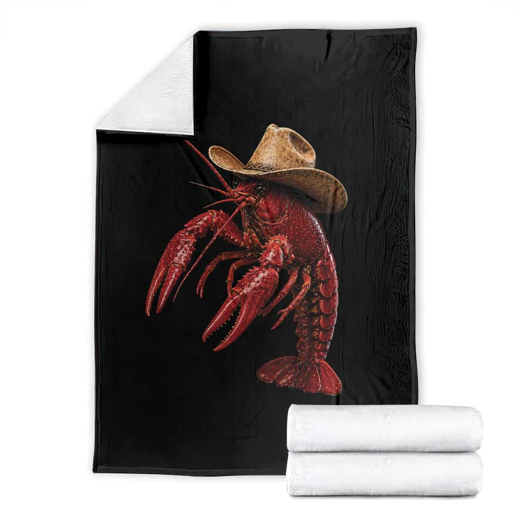 Cowboy Crawfish Throw Blanket Yeeclaw Western Country Seafood Lobster Cajun Lovers