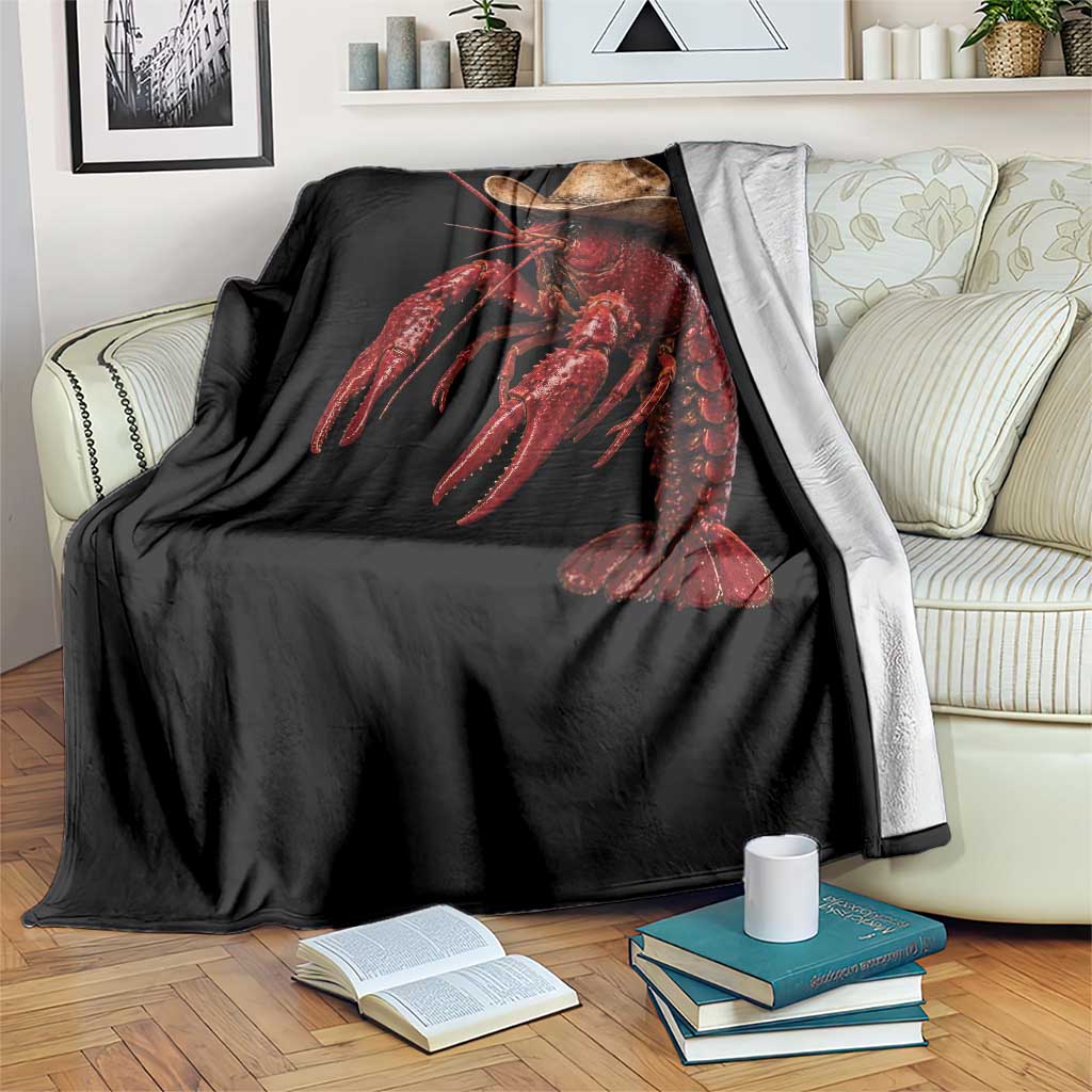 Cowboy Crawfish Throw Blanket Yeeclaw Western Country Seafood Lobster Cajun Lovers