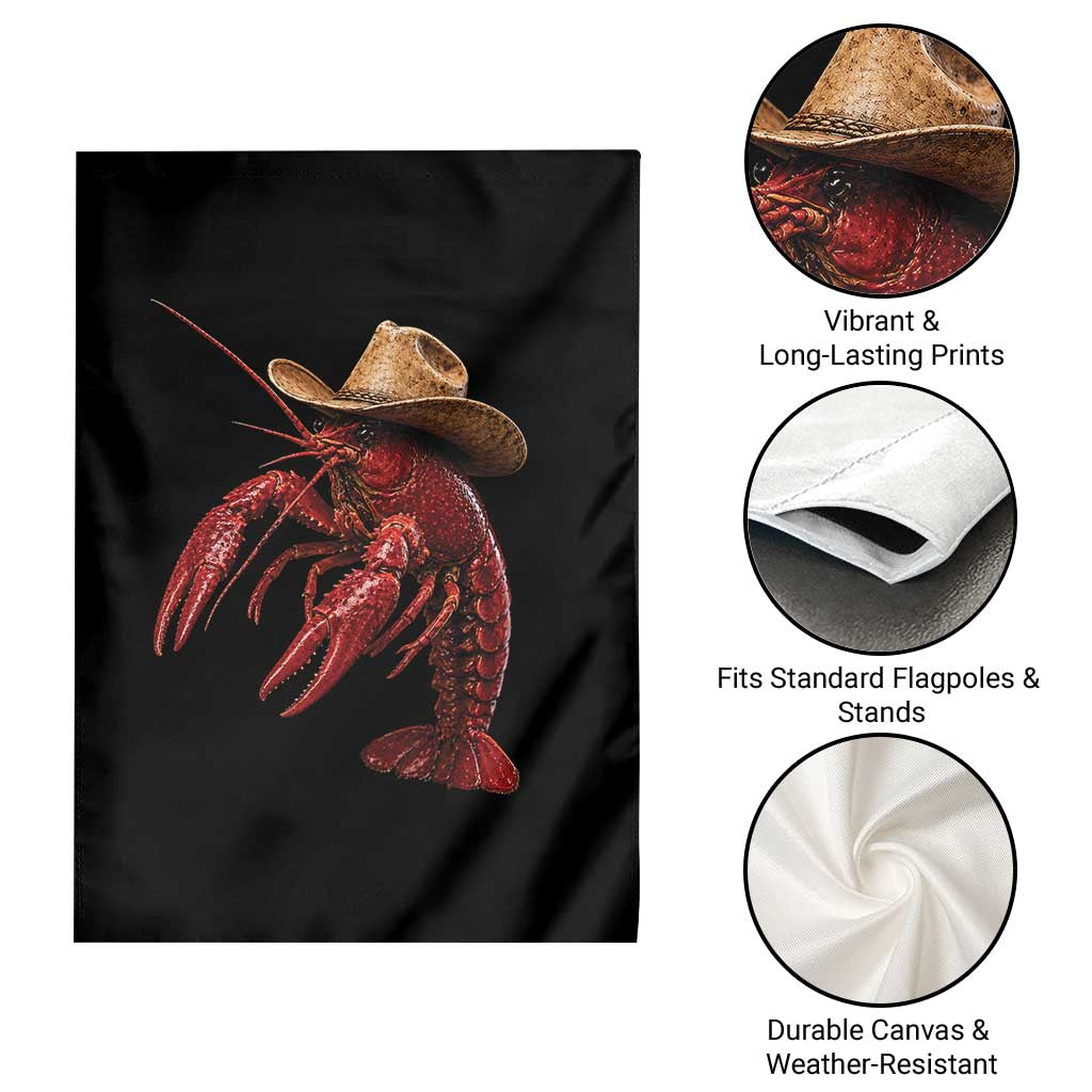 Cowboy Crawfish Garden Flag Yeeclaw Western Country Seafood Lobster Cajun Lovers