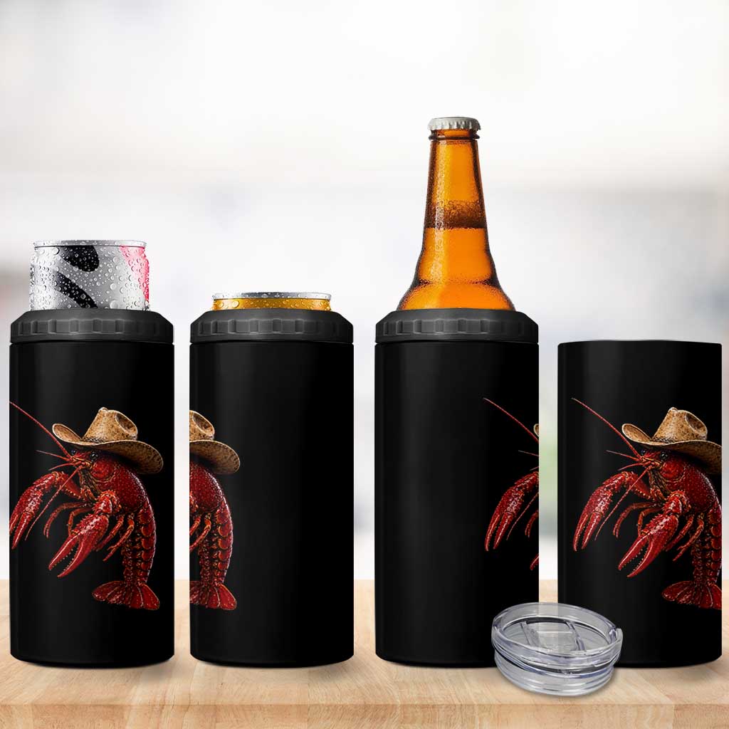 Cowboy Crawfish 4 in 1 Can Cooler Tumbler Yeeclaw Western Country Seafood Lobster Cajun Lovers
