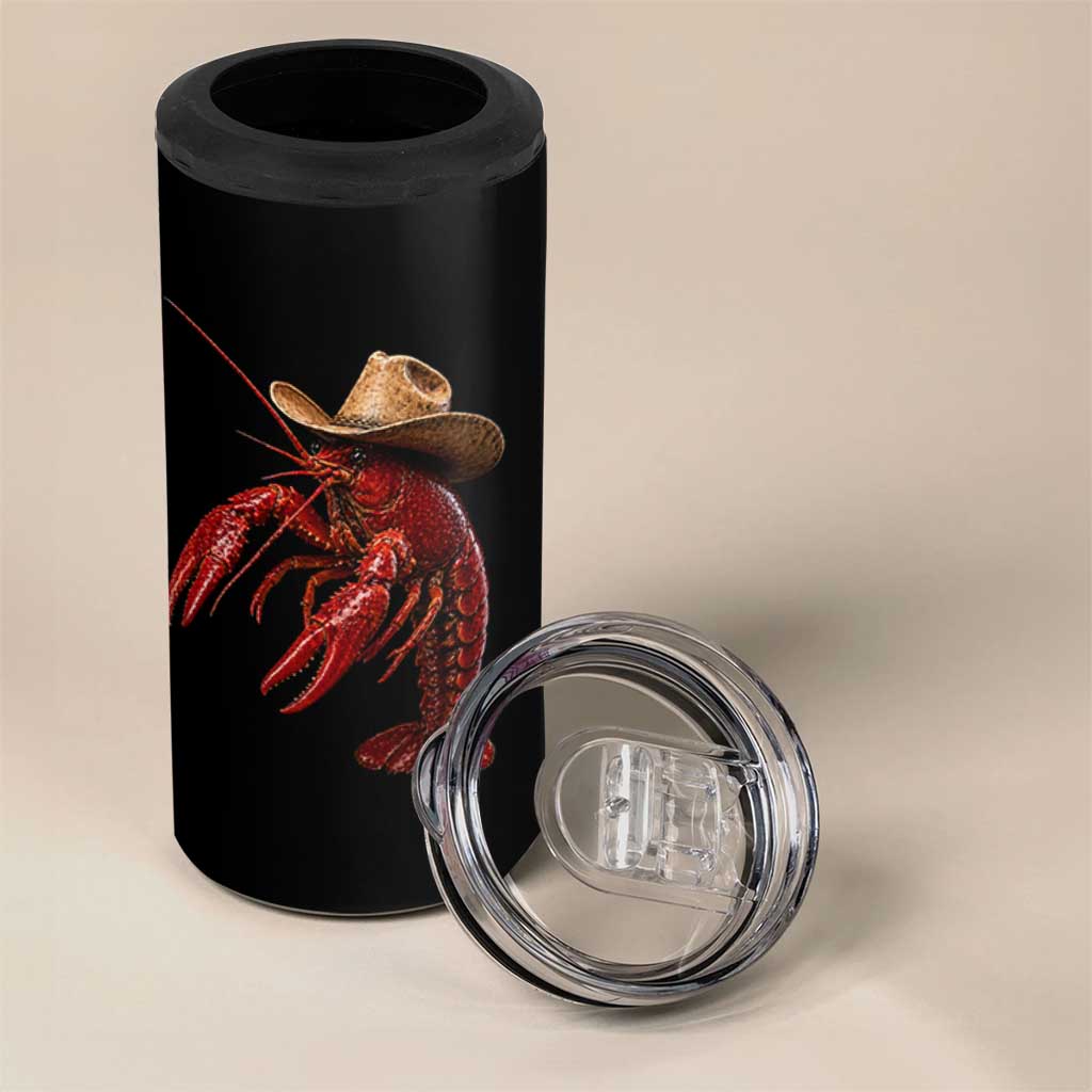 Cowboy Crawfish 4 in 1 Can Cooler Tumbler Yeeclaw Western Country Seafood Lobster Cajun Lovers