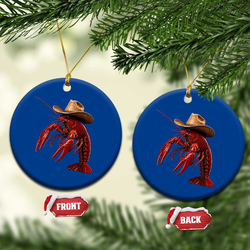 Cowboy Crawfish Ceramic Ornament Yeeclaw Western Country Seafood Lobster Cajun Lovers