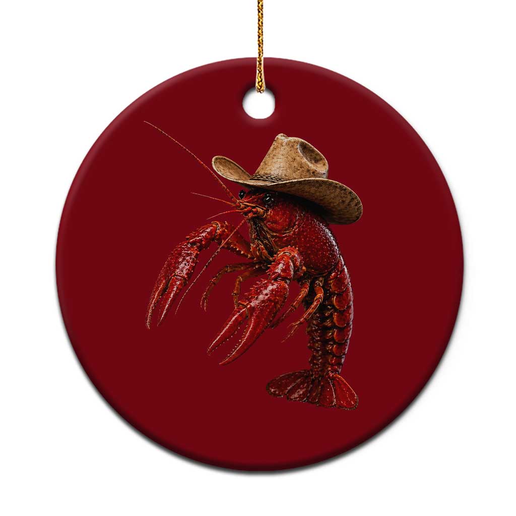 Cowboy Crawfish Ceramic Ornament Yeeclaw Western Country Seafood Lobster Cajun Lovers