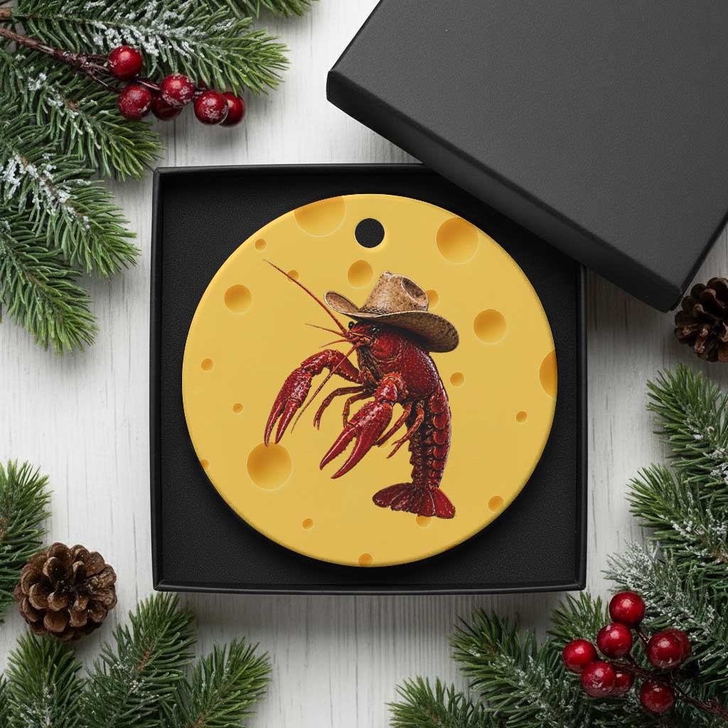 Cowboy Crawfish Ceramic Ornament Yeeclaw Western Country Seafood Lobster Cajun Lovers