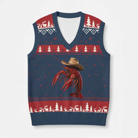 Cowboy Crawfish V-Neck Knit Sweater Vest Yeeclaw Western Country Seafood Lobster Cajun Lovers