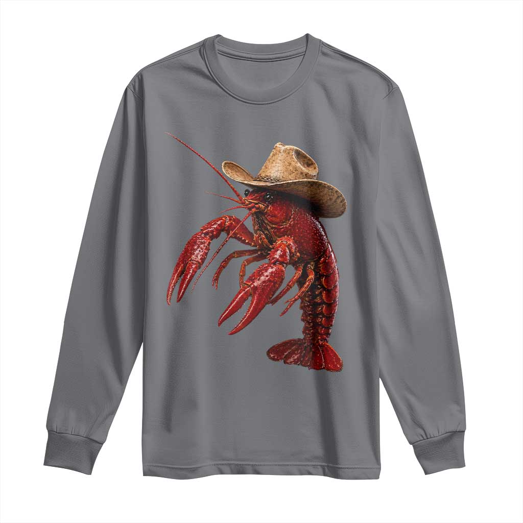 Cowboy Crawfish Long Sleeve Shirt Yeeclaw Western Country Seafood Lobster Cajun Lovers