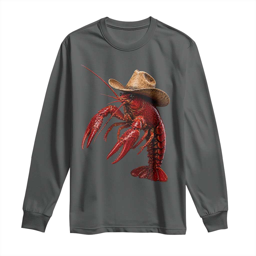 Cowboy Crawfish Long Sleeve Shirt Yeeclaw Western Country Seafood Lobster Cajun Lovers