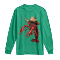 Cowboy Crawfish Long Sleeve Shirt Yeeclaw Western Country Seafood Lobster Cajun Lovers