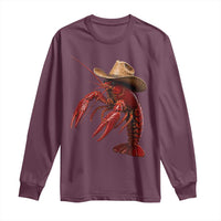 Cowboy Crawfish Long Sleeve Shirt Yeeclaw Western Country Seafood Lobster Cajun Lovers