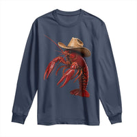 Cowboy Crawfish Long Sleeve Shirt Yeeclaw Western Country Seafood Lobster Cajun Lovers