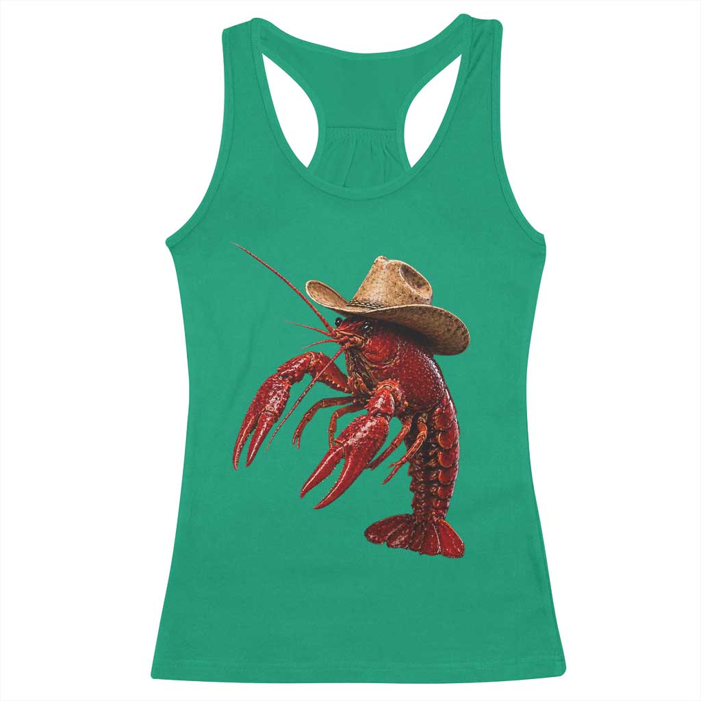 Cowboy Crawfish Racerback Tank Top Yeeclaw Western Country Seafood Lobster Cajun Lovers