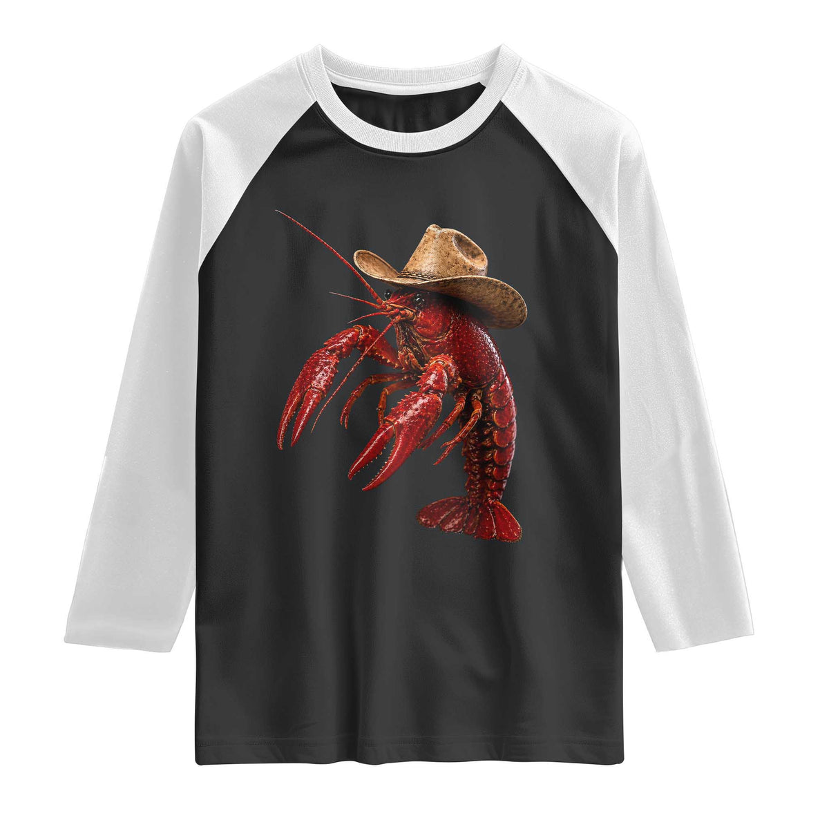 Cowboy Crawfish Raglan Shirt Yeeclaw Western Country Seafood Lobster Cajun Lovers