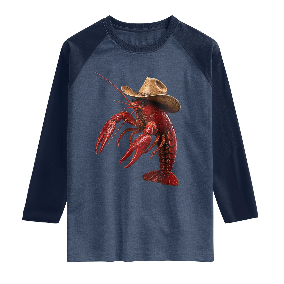 Cowboy Crawfish Raglan Shirt Yeeclaw Western Country Seafood Lobster Cajun Lovers