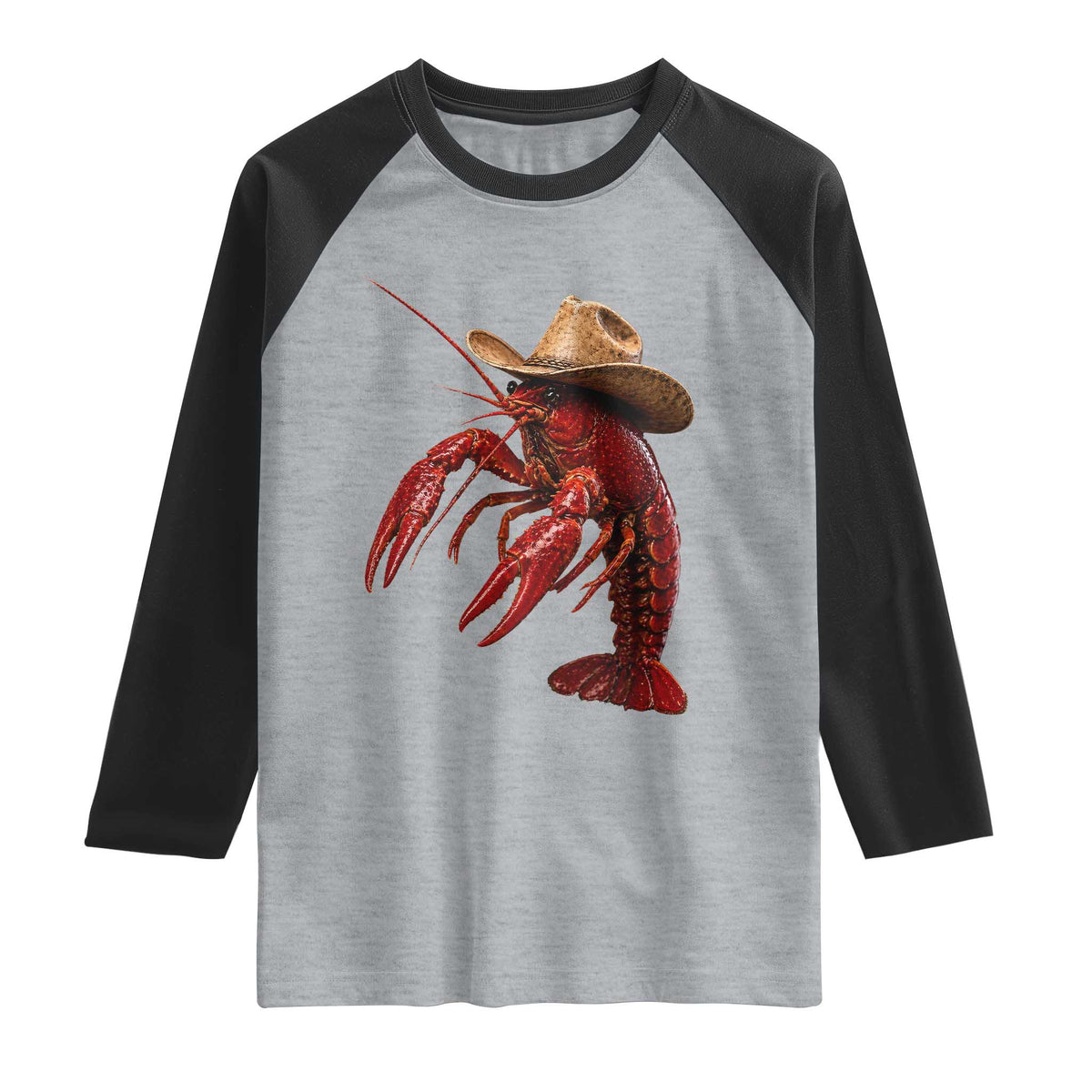 Cowboy Crawfish Raglan Shirt Yeeclaw Western Country Seafood Lobster Cajun Lovers