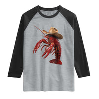 Cowboy Crawfish Raglan Shirt Yeeclaw Western Country Seafood Lobster Cajun Lovers