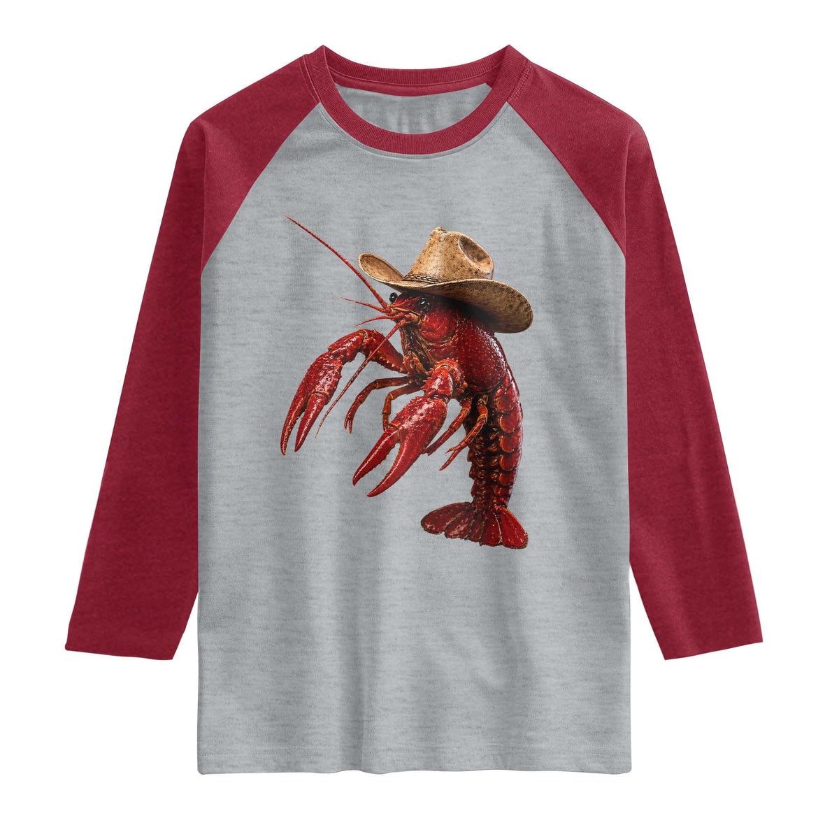 Cowboy Crawfish Raglan Shirt Yeeclaw Western Country Seafood Lobster Cajun Lovers