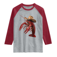 Cowboy Crawfish Raglan Shirt Yeeclaw Western Country Seafood Lobster Cajun Lovers