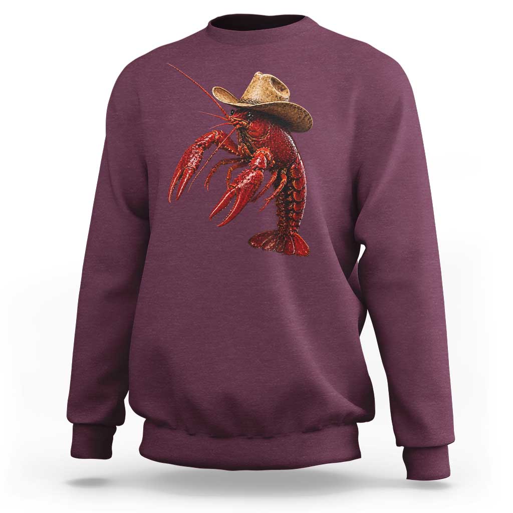 Cowboy Crawfish Sweatshirt Yeeclaw Western Country Seafood Lobster Cajun Lovers