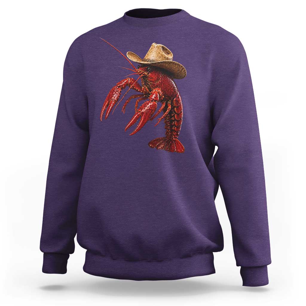 Cowboy Crawfish Sweatshirt Yeeclaw Western Country Seafood Lobster Cajun Lovers