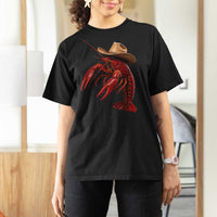 Cowboy Crawfish T Shirt For Women Yeeclaw Western Country Seafood Lobster Cajun Lovers