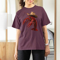 Cowboy Crawfish T Shirt For Women Yeeclaw Western Country Seafood Lobster Cajun Lovers