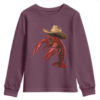 Cowboy Crawfish Youth Sweatshirt Yeeclaw Western Country Seafood Lobster Cajun Lovers