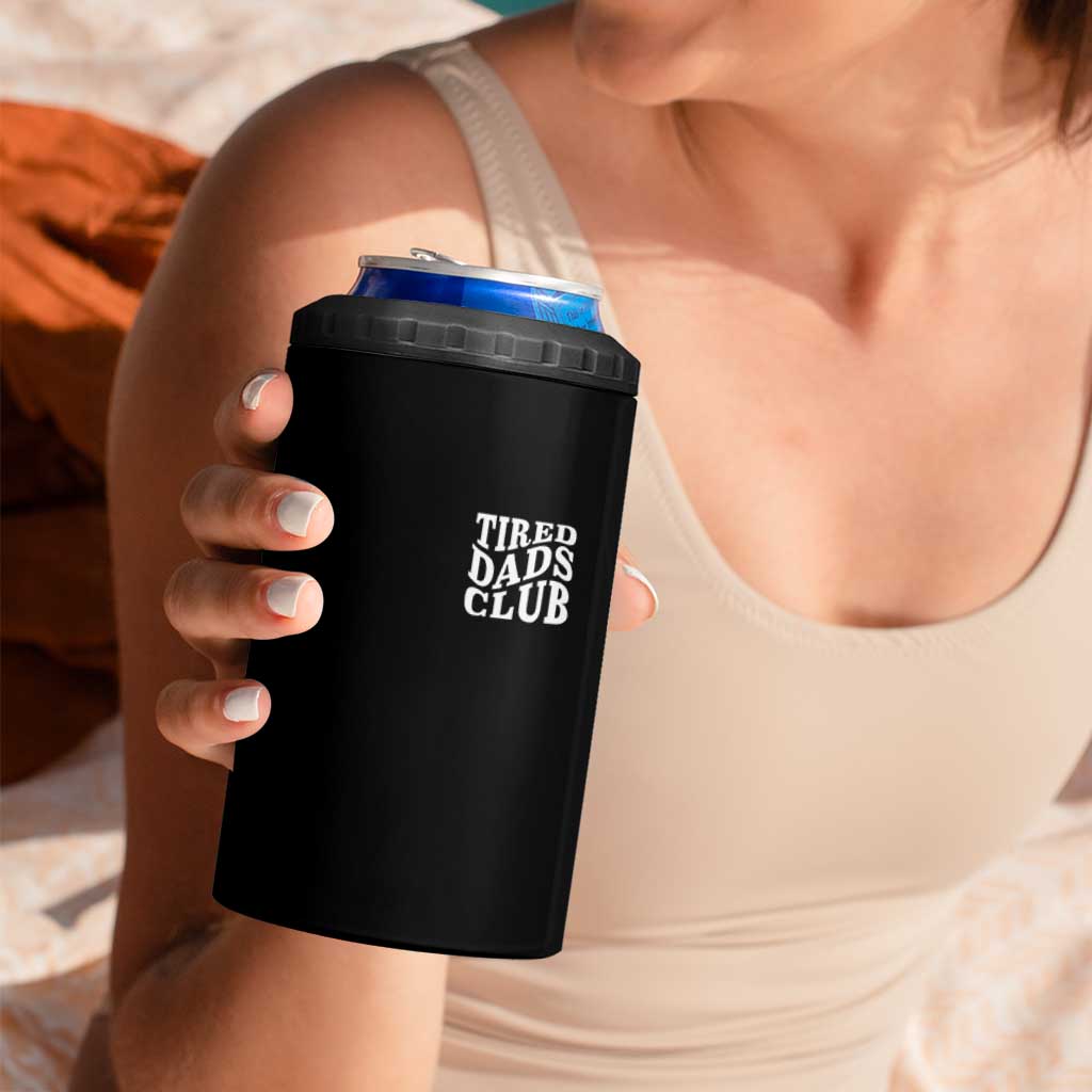 Tired Dads Club 4 in 1 Can Cooler Tumbler Fathers Day Funny Dad Life