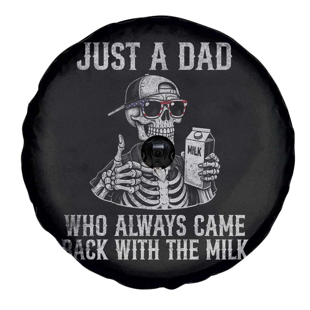 Funny Dad Spare Tire Cover Just A Dad Who Always Came Back With The Milk Skeleton American Flag
