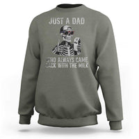 Funny Dad Sweatshirt Just A Dad Who Always Came Back With The Milk Skeleton American Flag