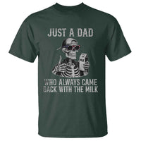 Funny Dad T Shirt Just A Dad Who Always Came Back With The Milk Skeleton American Flag