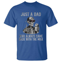 Funny Dad T Shirt Just A Dad Who Always Came Back With The Milk Skeleton American Flag