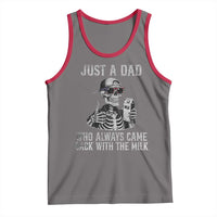 Funny Dad Tank Top Just A Dad Who Always Came Back With The Milk Skeleton American Flag