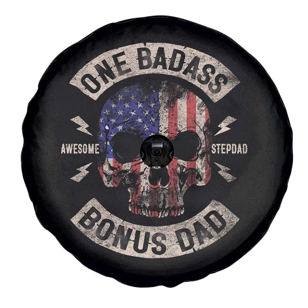 One Badass Bonus Dad Spare Tire Cover Vintage Step Dad American Flag Fathers Day