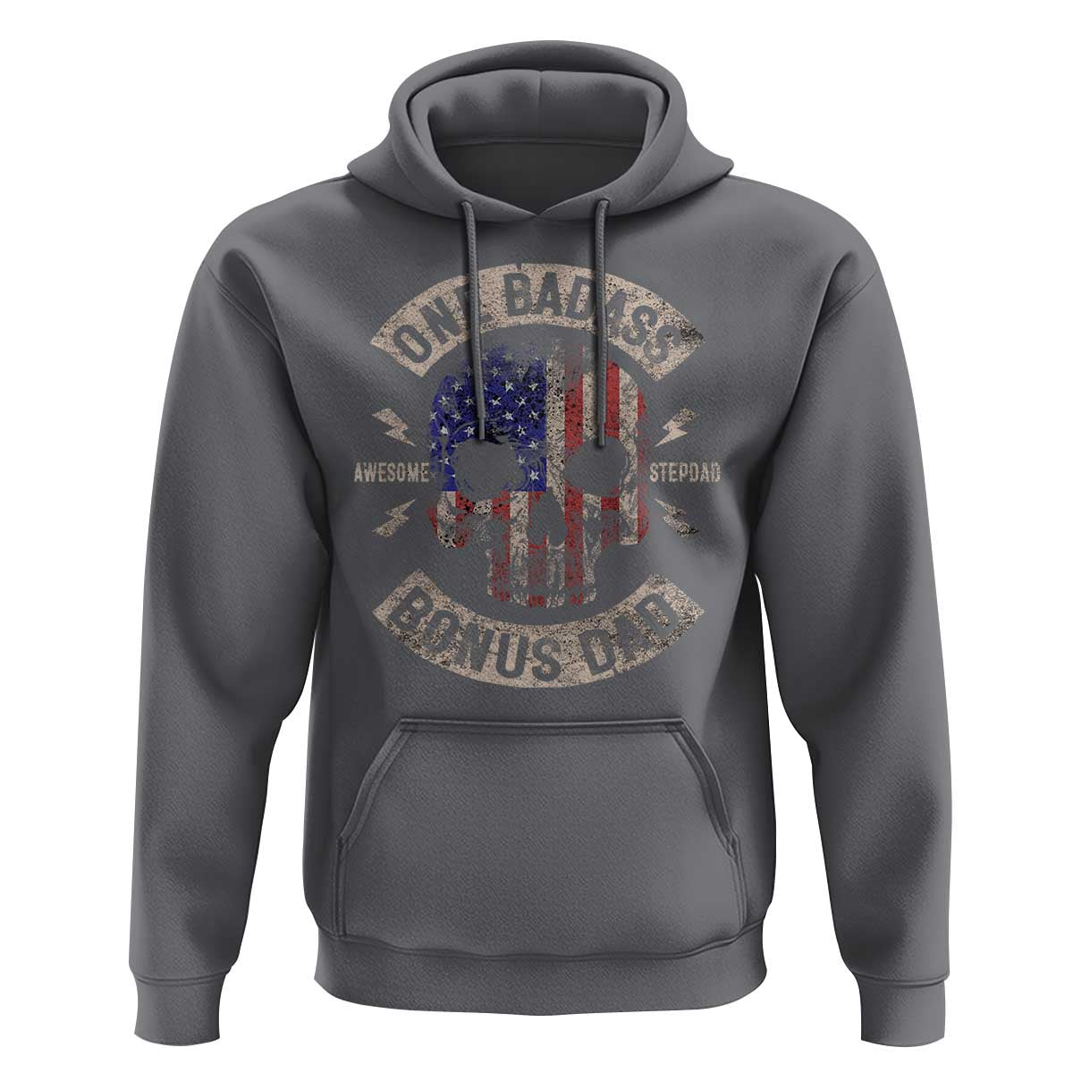 One Badass Bonus Dad Hoodie Vintage Step Dad American Flag Fathers Day