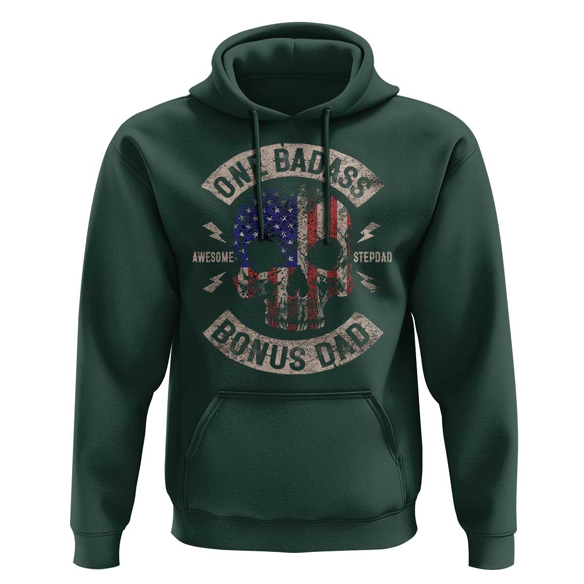 One Badass Bonus Dad Hoodie Vintage Step Dad American Flag Fathers Day