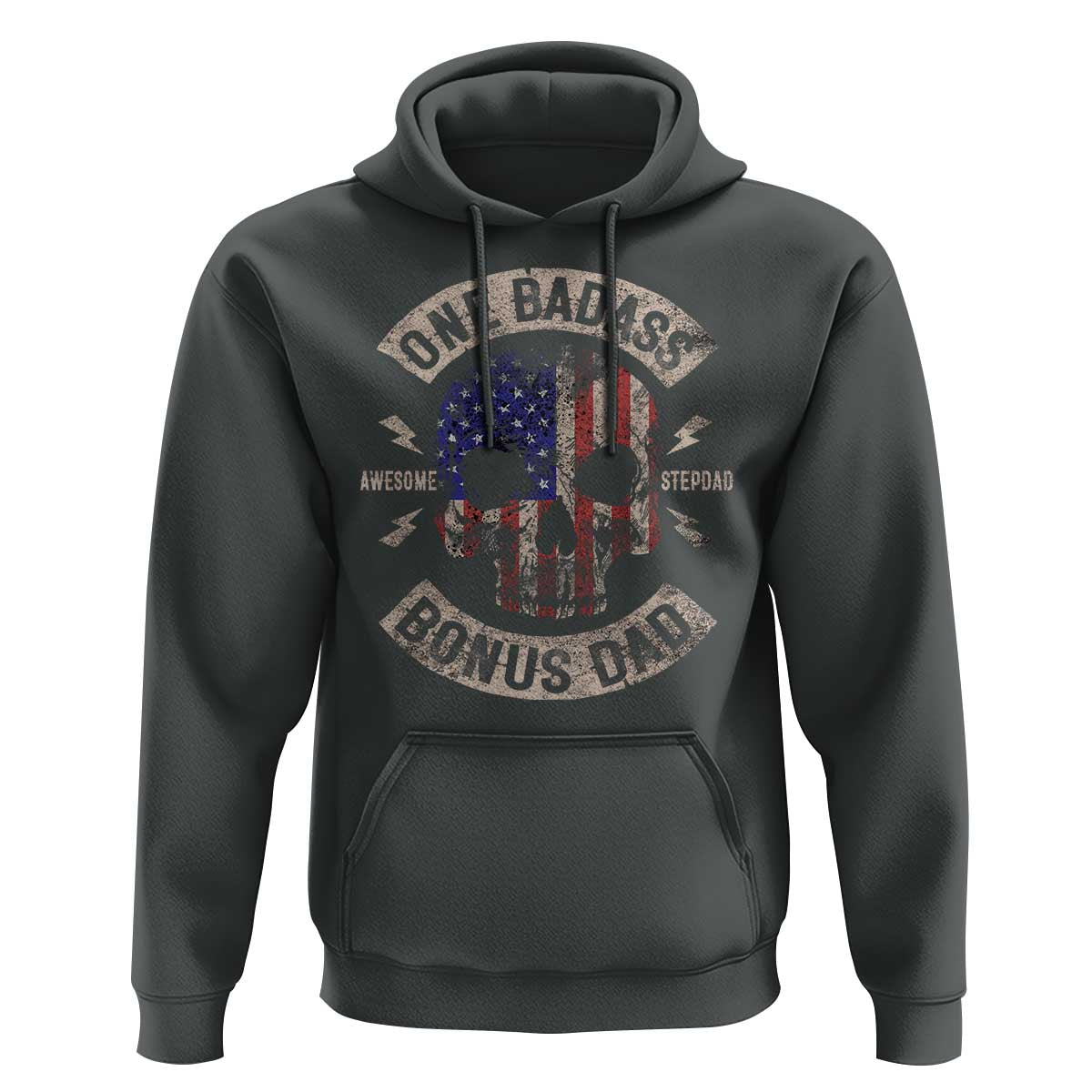 One Badass Bonus Dad Hoodie Vintage Step Dad American Flag Fathers Day