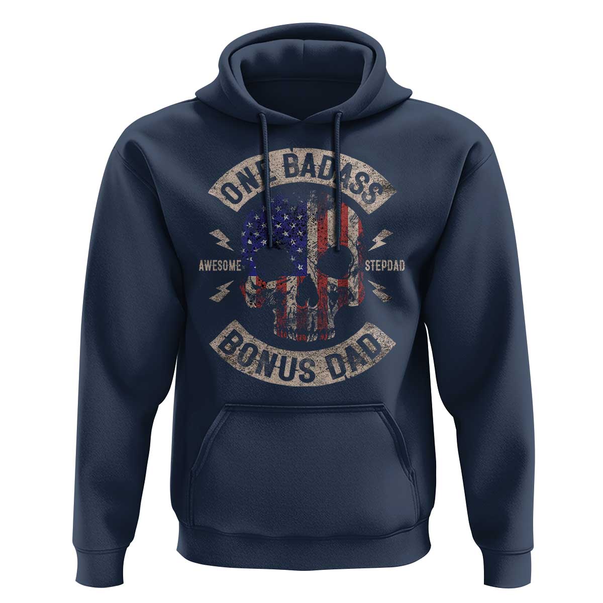 One Badass Bonus Dad Hoodie Vintage Step Dad American Flag Fathers Day