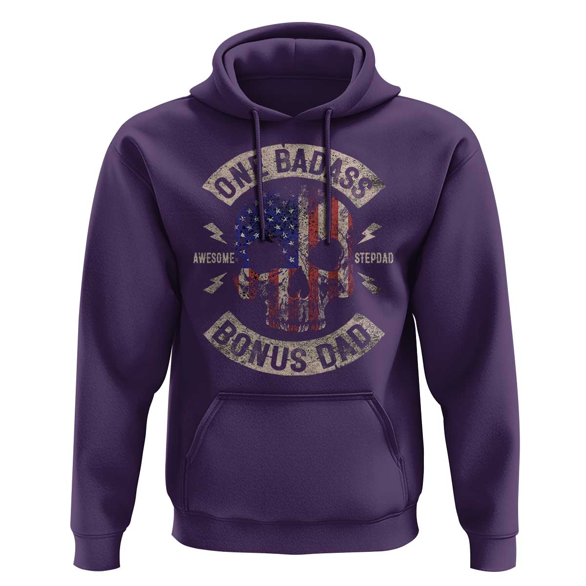 One Badass Bonus Dad Hoodie Vintage Step Dad American Flag Fathers Day