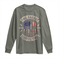 One Badass Bonus Dad Long Sleeve Shirt Vintage Step Dad American Flag Fathers Day