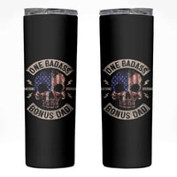 One Badass Bonus Dad Skinny Tumbler Vintage Step Dad American Flag Fathers Day
