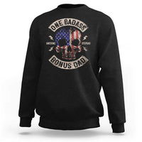 One Badass Bonus Dad Sweatshirt Vintage Step Dad American Flag Fathers Day