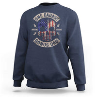 One Badass Bonus Dad Sweatshirt Vintage Step Dad American Flag Fathers Day