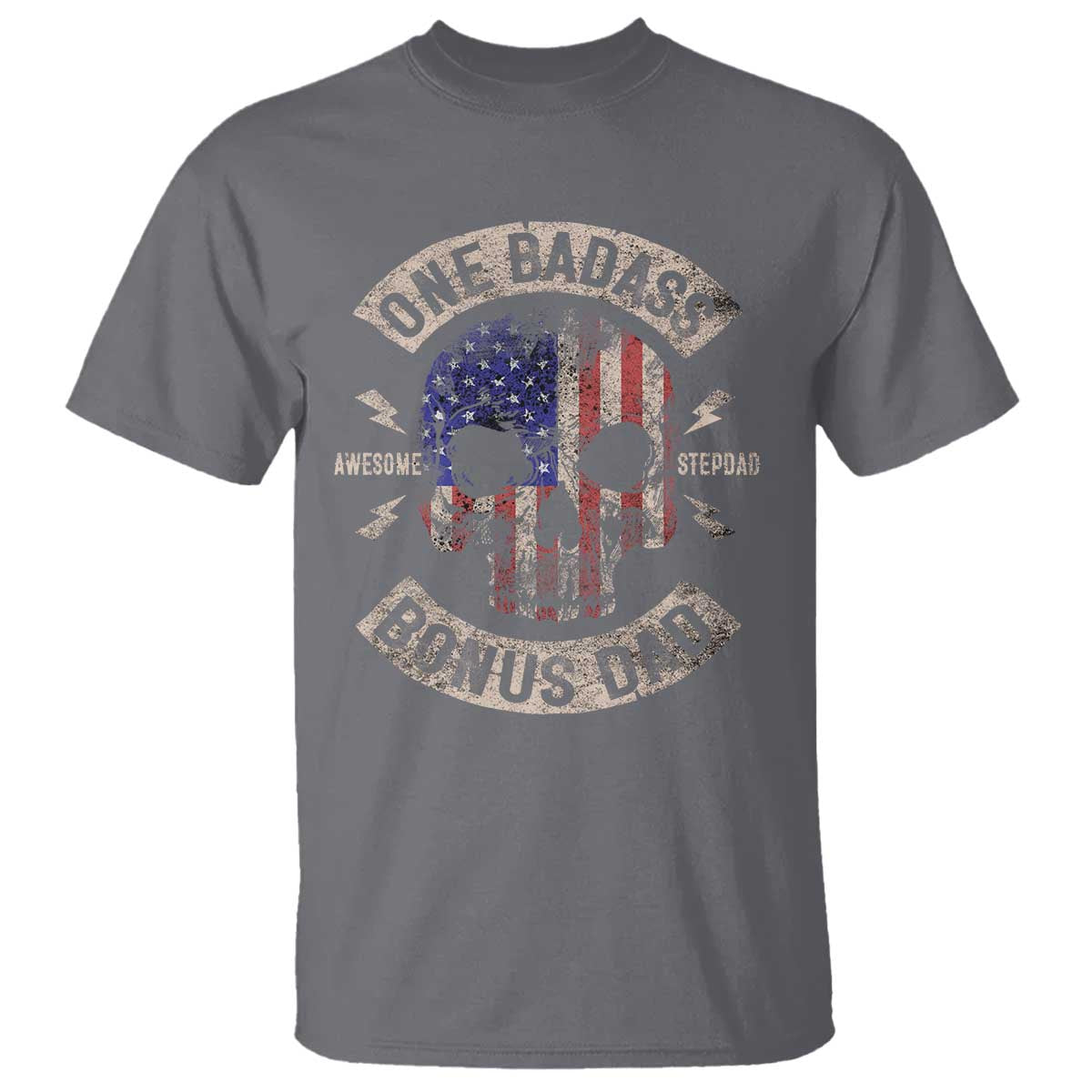 One Badass Bonus Dad T Shirt Vintage Step Dad American Flag Fathers Day