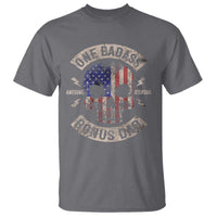One Badass Bonus Dad T Shirt Vintage Step Dad American Flag Fathers Day
