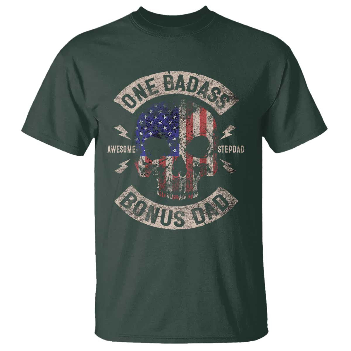 One Badass Bonus Dad T Shirt Vintage Step Dad American Flag Fathers Day