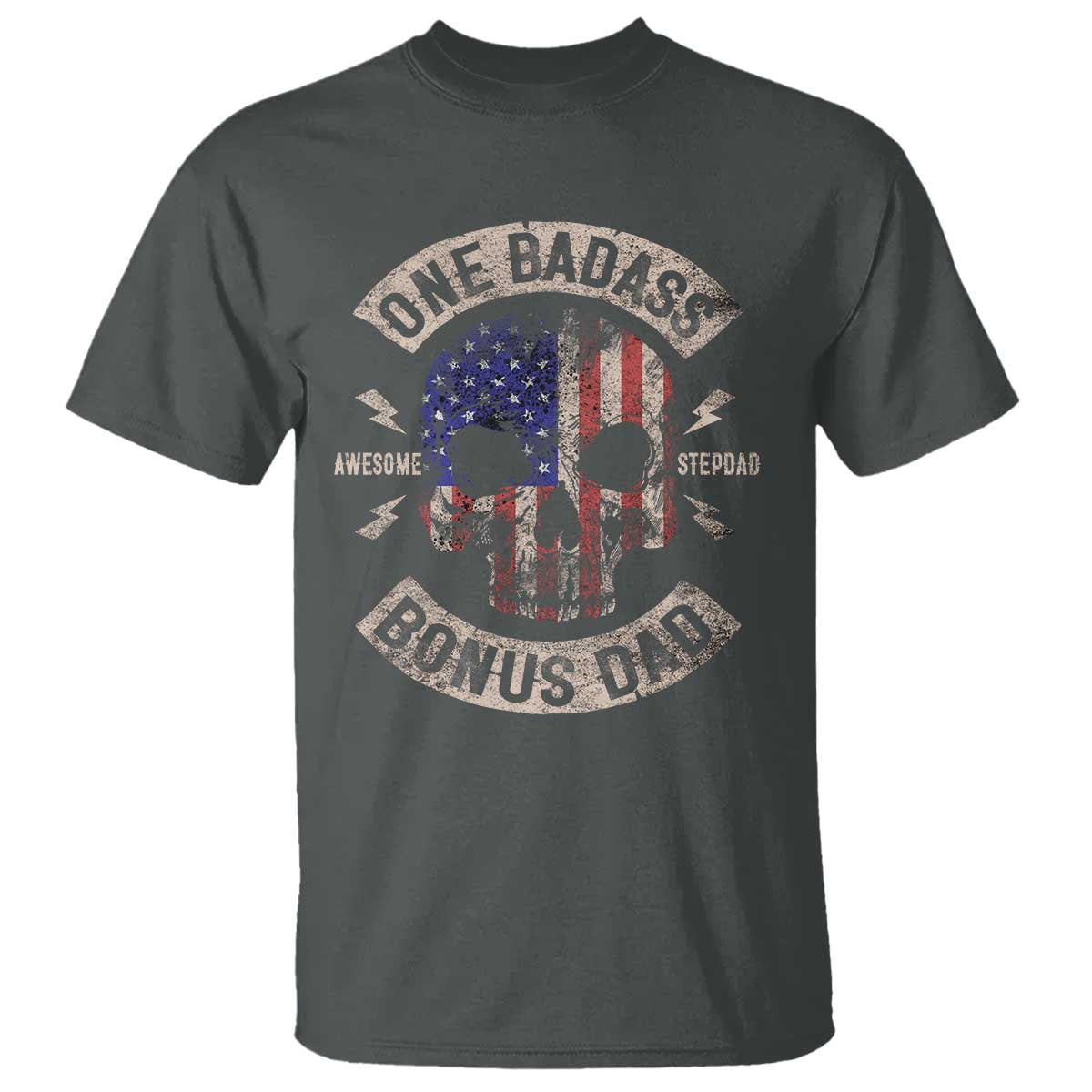 One Badass Bonus Dad T Shirt Vintage Step Dad American Flag Fathers Day